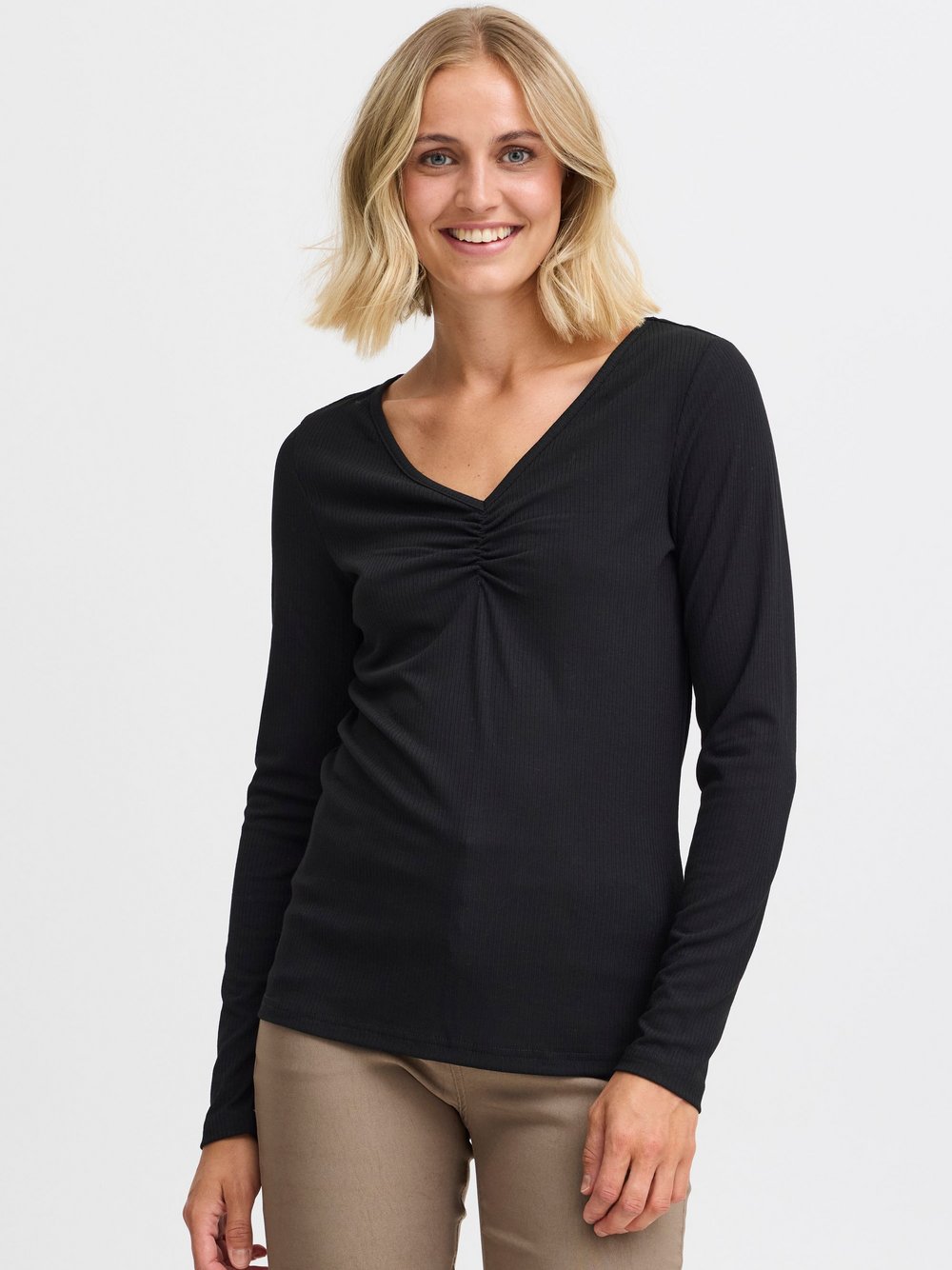 fransa Longsleeve Damen schwarz, XXL