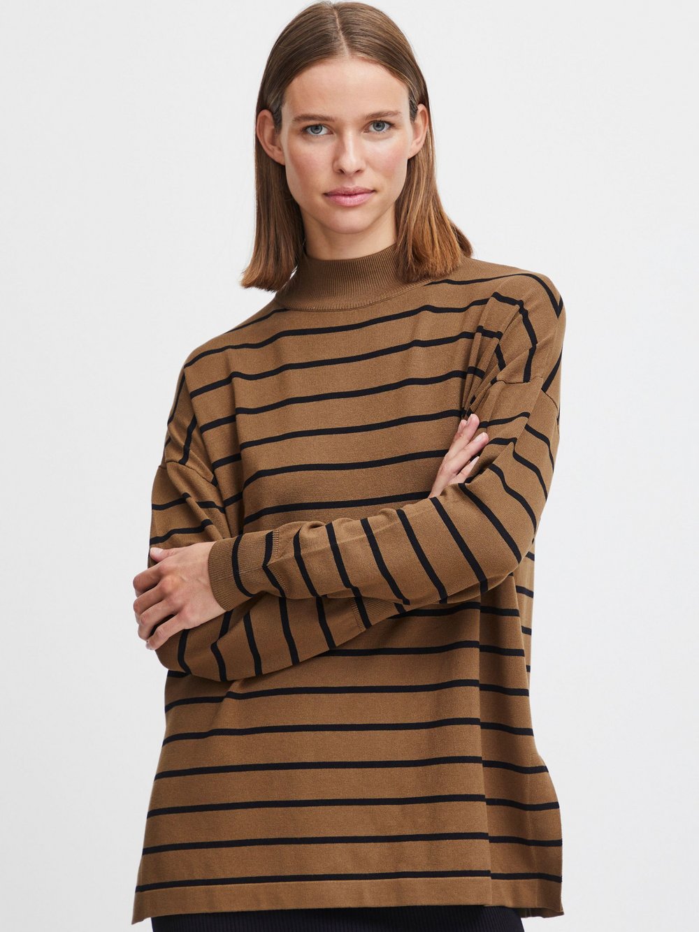 B.Young Strickpullover Damen Viskose grün gestreift, XXL