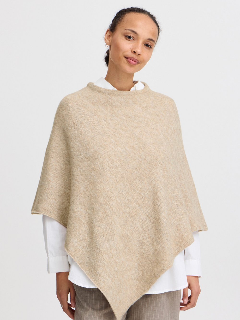 B.Young Poncho Damen beige meliert, ONE SIZE