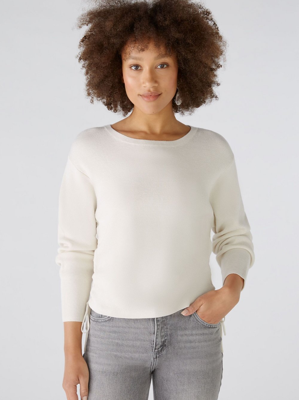 Oui Pullover Damen Viskose weiß, 42