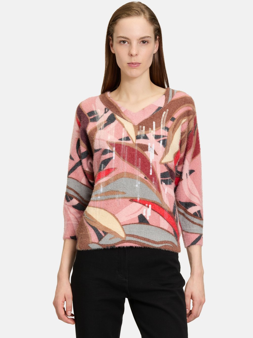 Betty Barclay Strickpullover Damen Polyamid rosa gemustert, 46