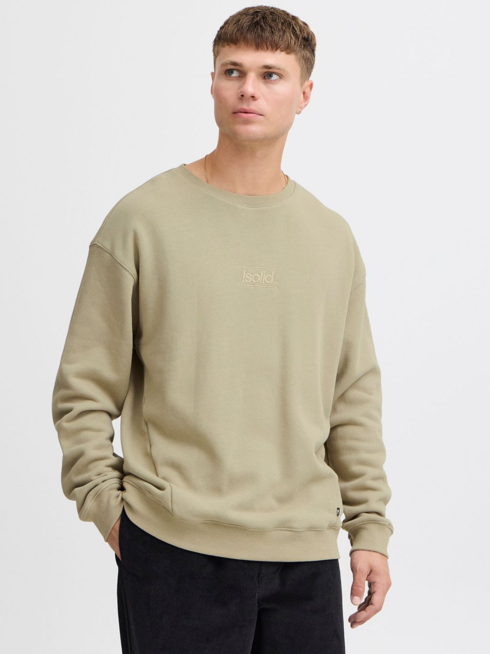 Solid Sweatshirt Herren Baumwolle beige bedruckt, L