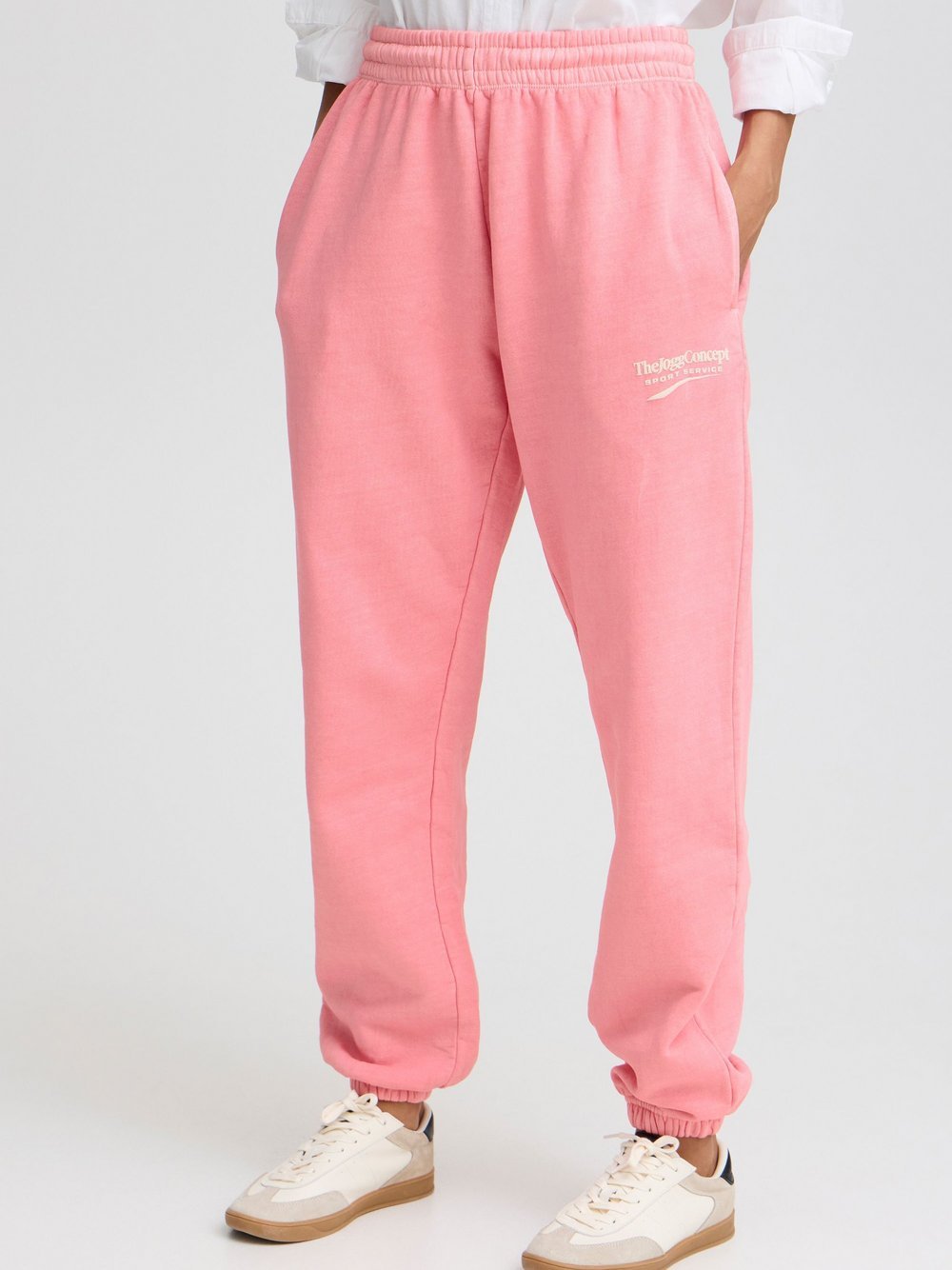 TheJoggConcept. Jogginghose Damen Baumwolle rosa gemustert, S