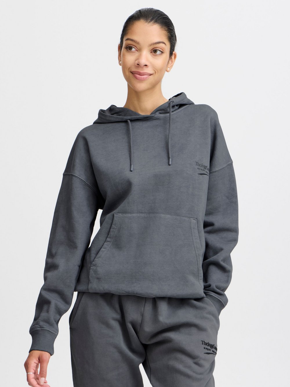 TheJoggConcept. Sweatshirt Damen Baumwolle grau gemustert, L