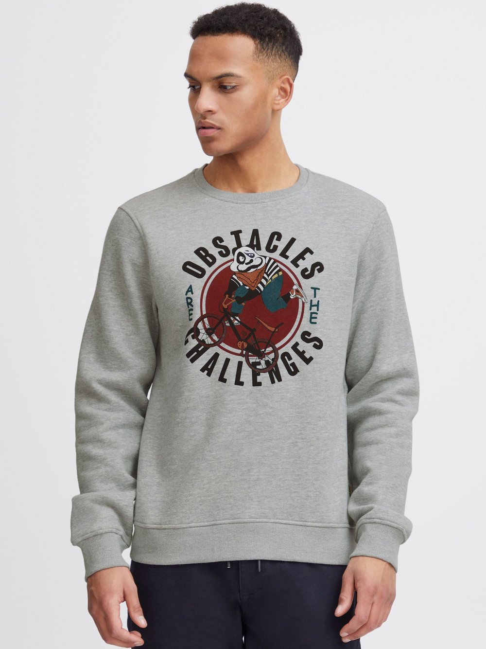 BLEND Sweatshirt Herren Baumwolle grau bedruckt, M