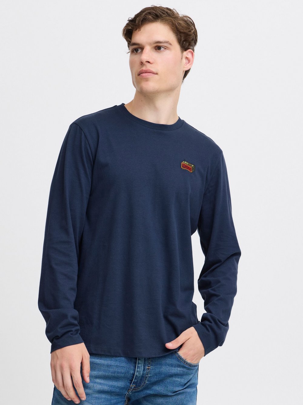 BLEND Longsleeve Herren Baumwolle blau bedruckt, M