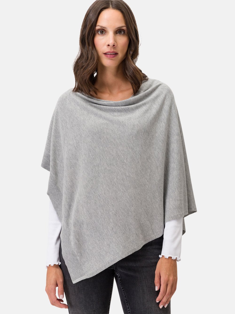 zero Poncho Damen Viskose grau, ONE SIZE