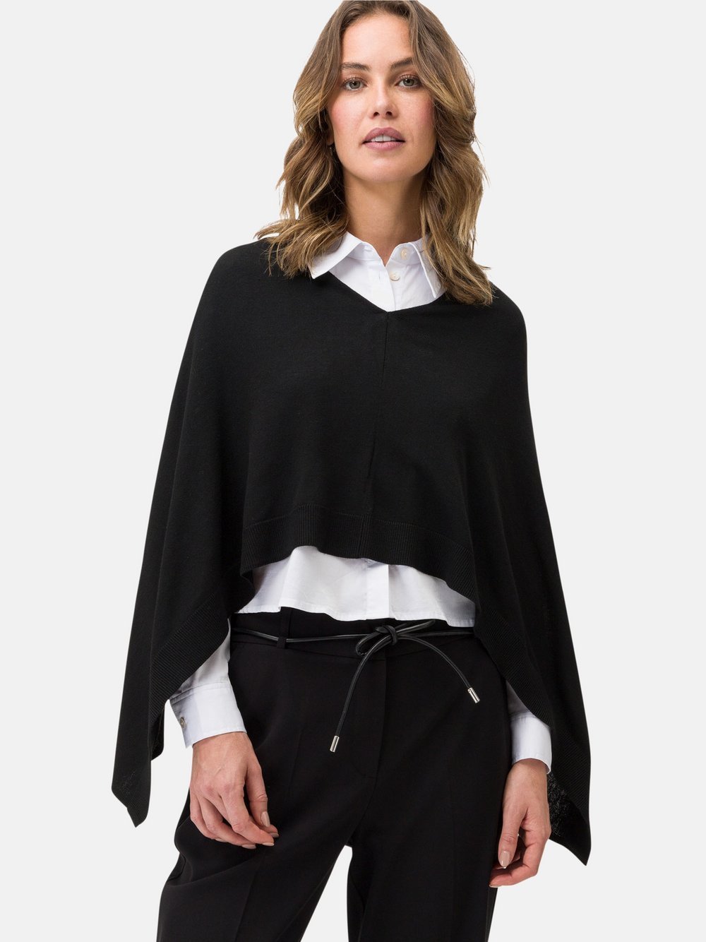 zero Poncho Damen Viskose schwarz, ONE SIZE