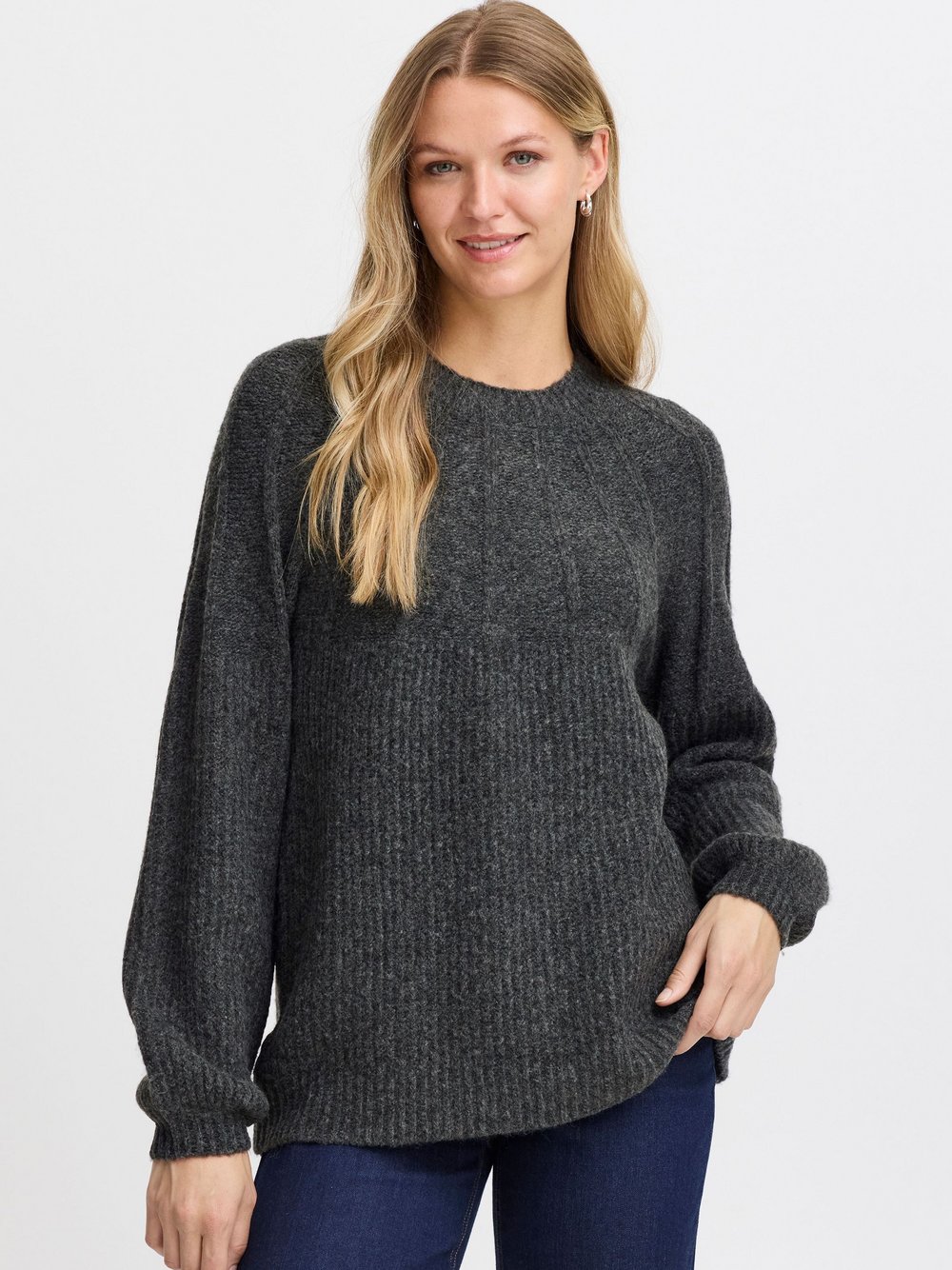 fransa Strickpullover Damen grau, L