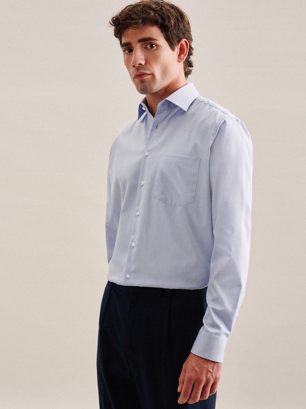 Thumbnail - Seidensticker Business Hemd Herren Regular Fit Baumwolle blau, 44