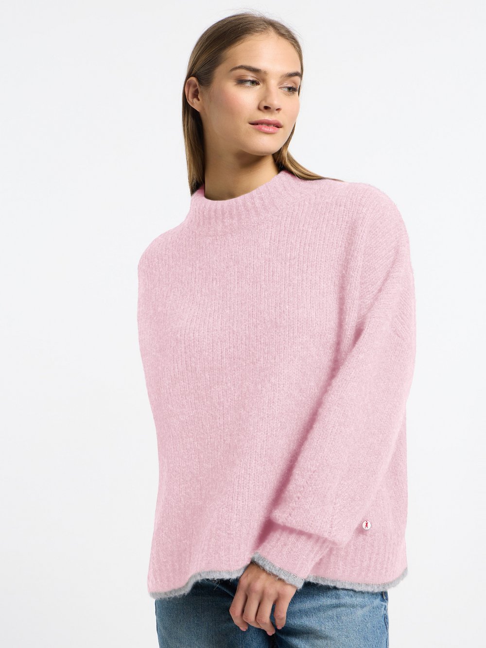 Frieda & Freddies Strickpullover Damen Wolle rosa gemustert, 40