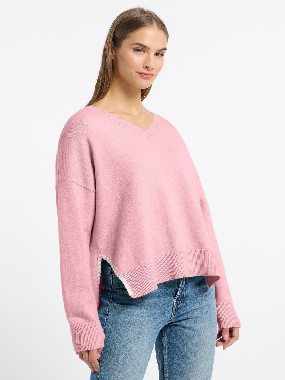 Frieda & Freddies Strickpullover Damen Viskose rosa gemustert, 38