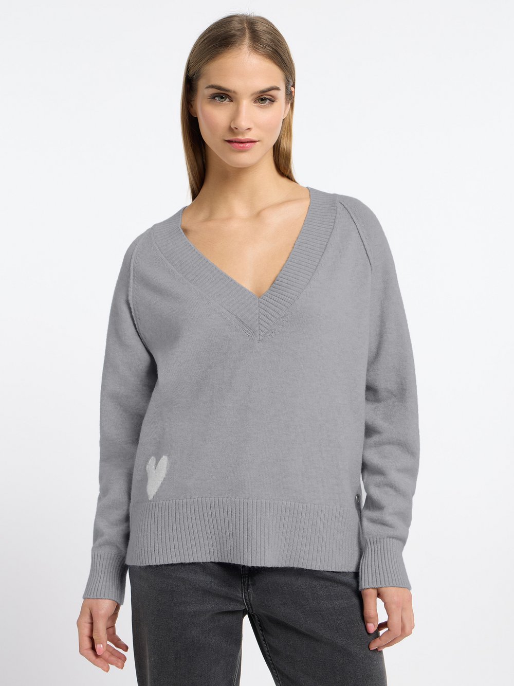 Frieda & Freddies Strickpullover Damen Viskose grau gemustert, 36