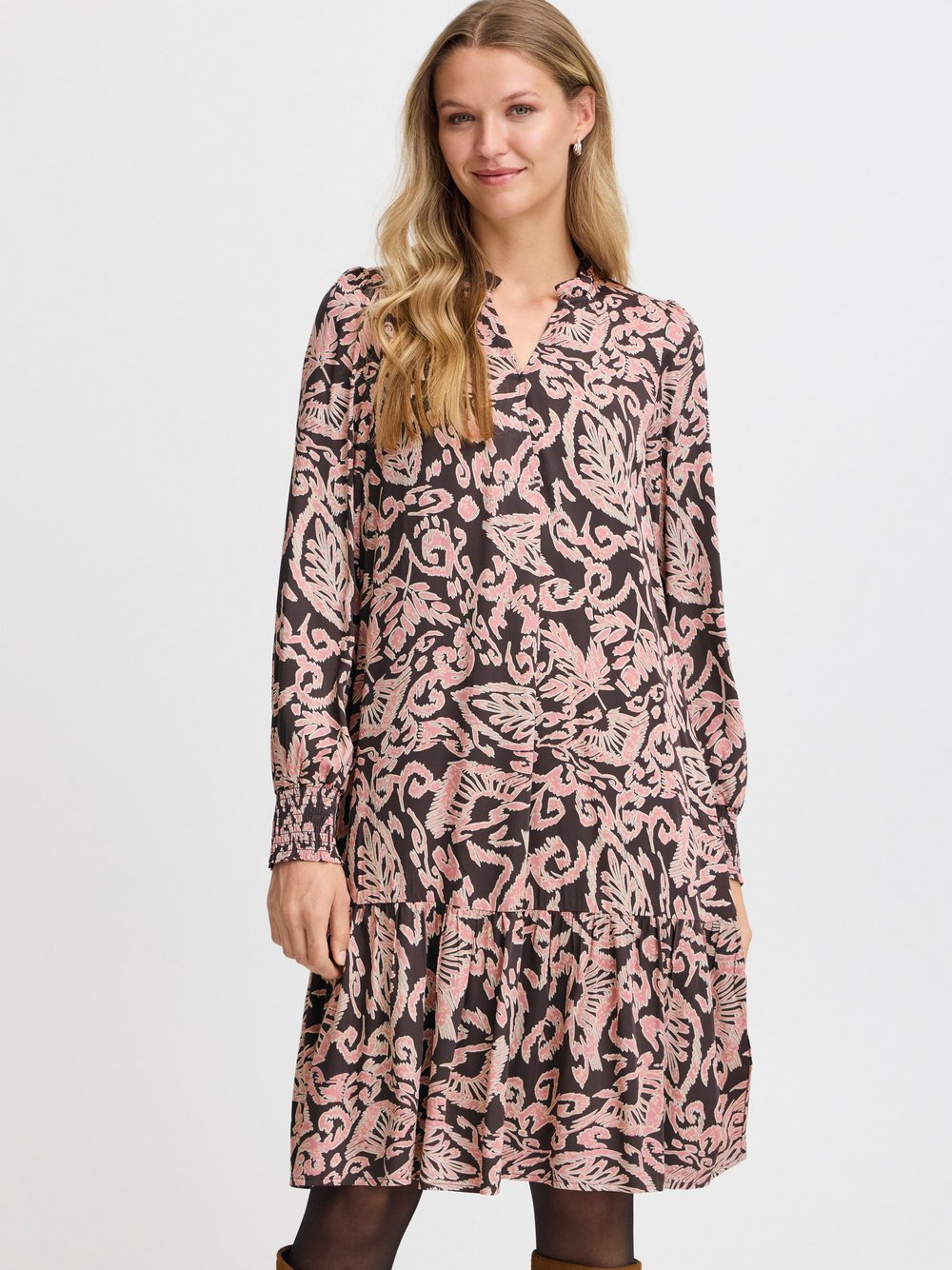 fransa Kleid Damen Viskose rosa gemustert, L