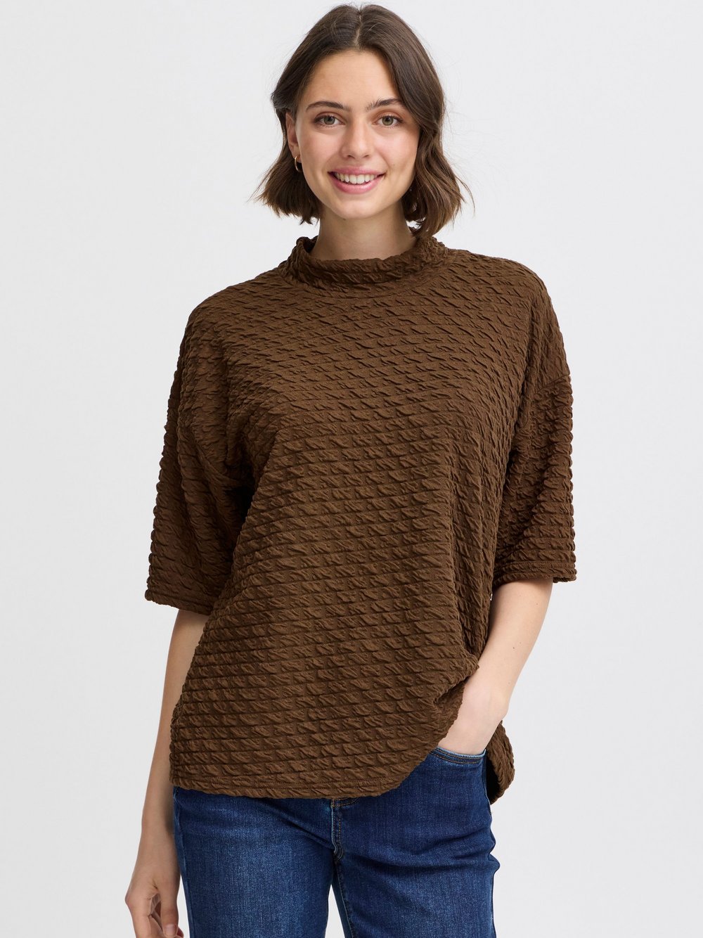 fransa Kurzarmbluse Damen braun, L