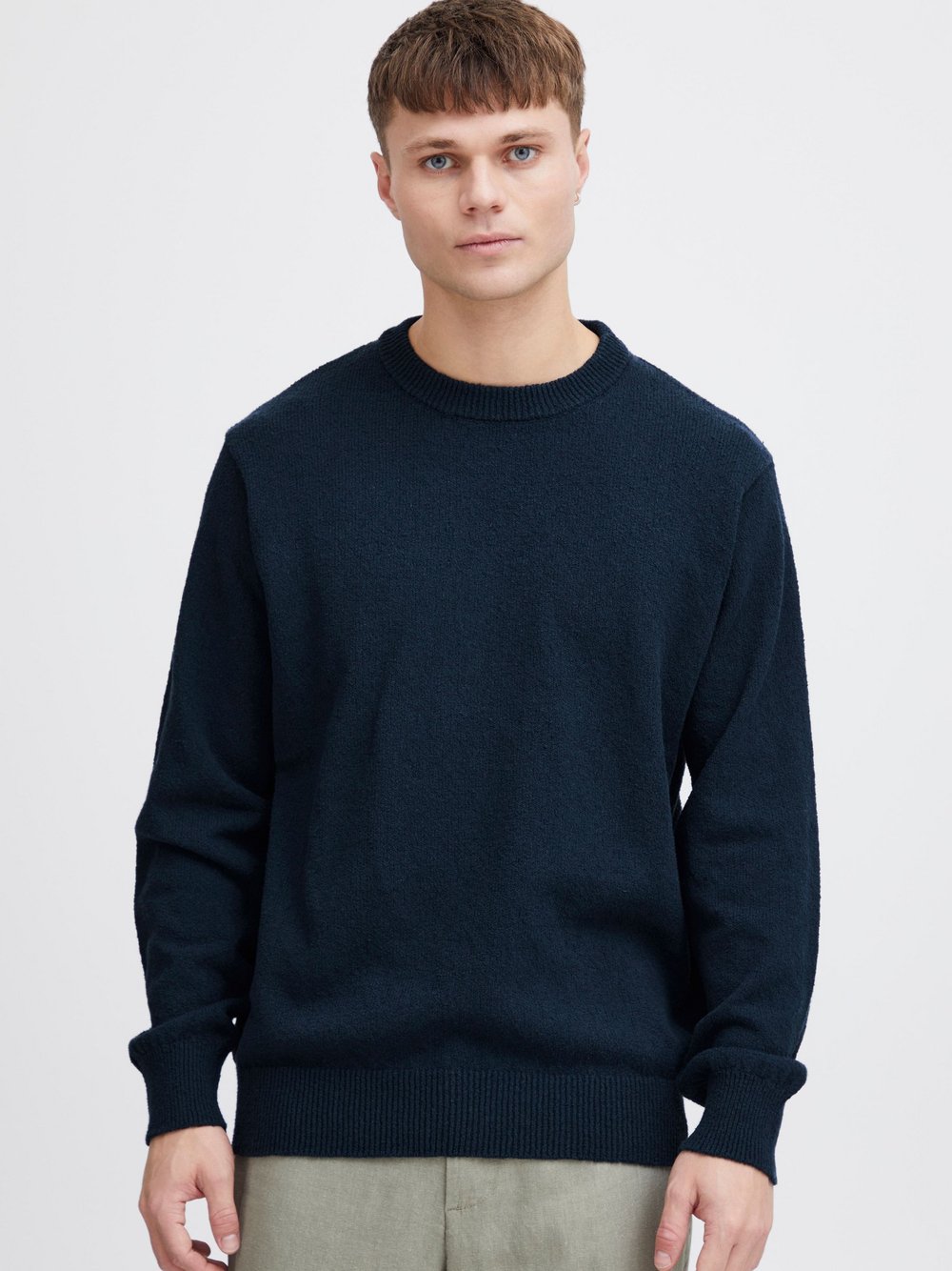 Solid Strickpullover Herren Baumwolle blau meliert, M