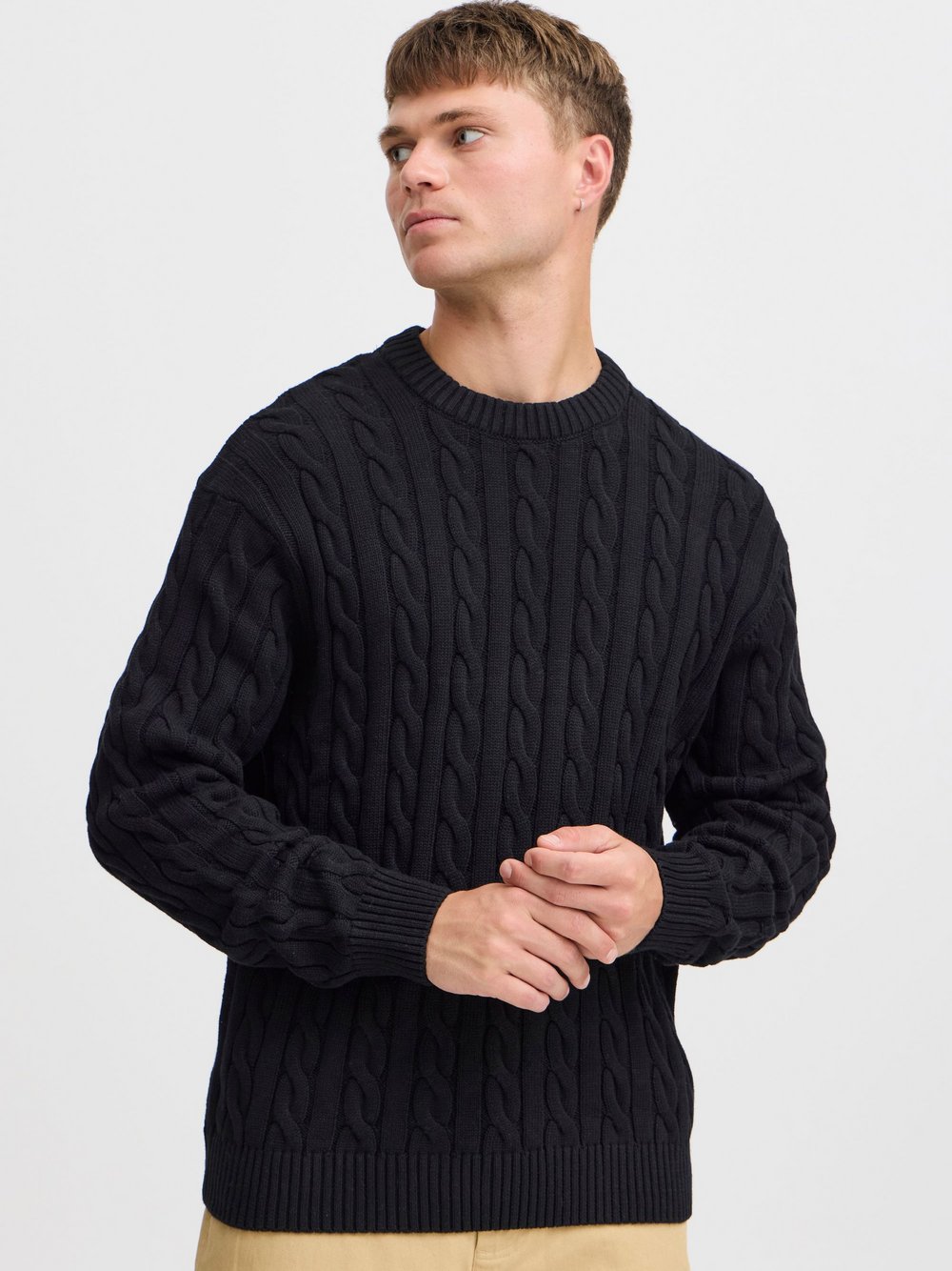 Solid Strickpullover Herren schwarz gemustert, XXL