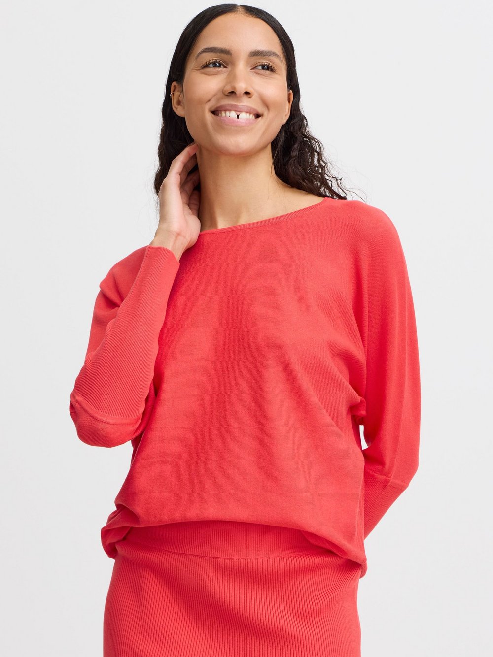 B.Young Strickpullover Damen Viskose rot gemustert, M