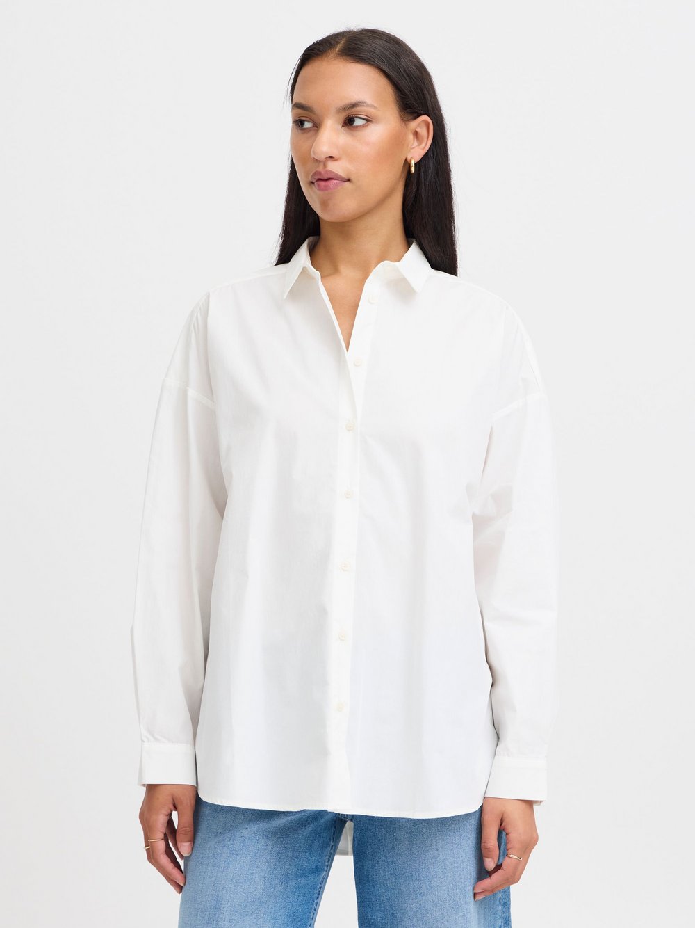 Ichi Longbluse Damen Baumwolle weiß, 34