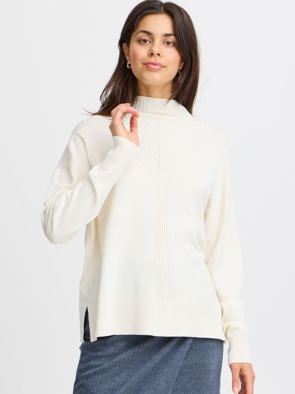 fransa Strickpullover Damen Viskose weiß, XXL