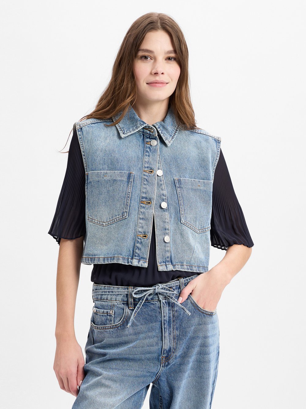 Marie Lund Jeansweste Damen Baumwolle blau, 36