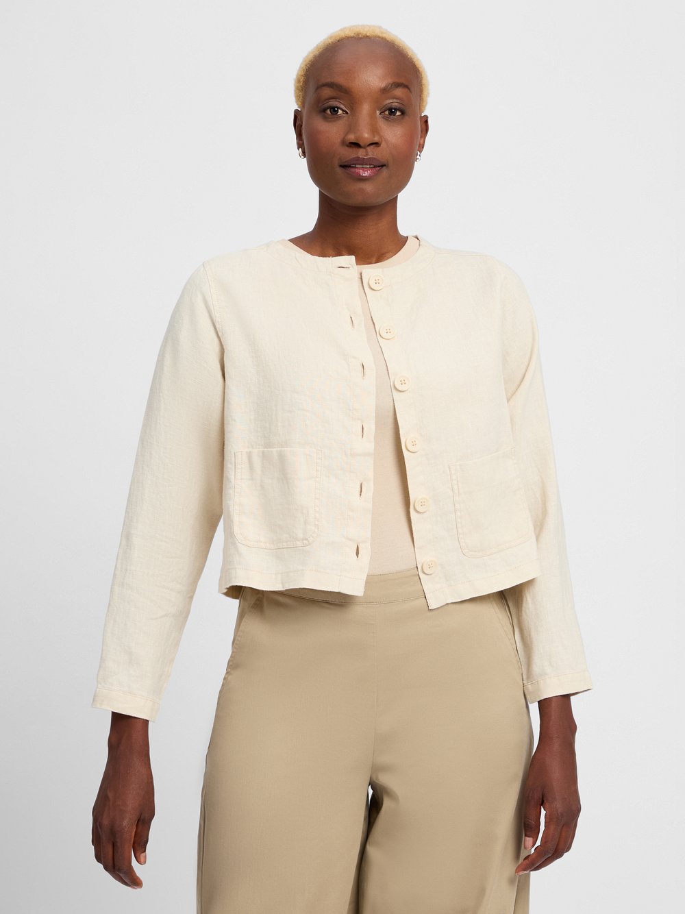 Marie Lund Sommerbluse aus Leinen Damen beige, 38