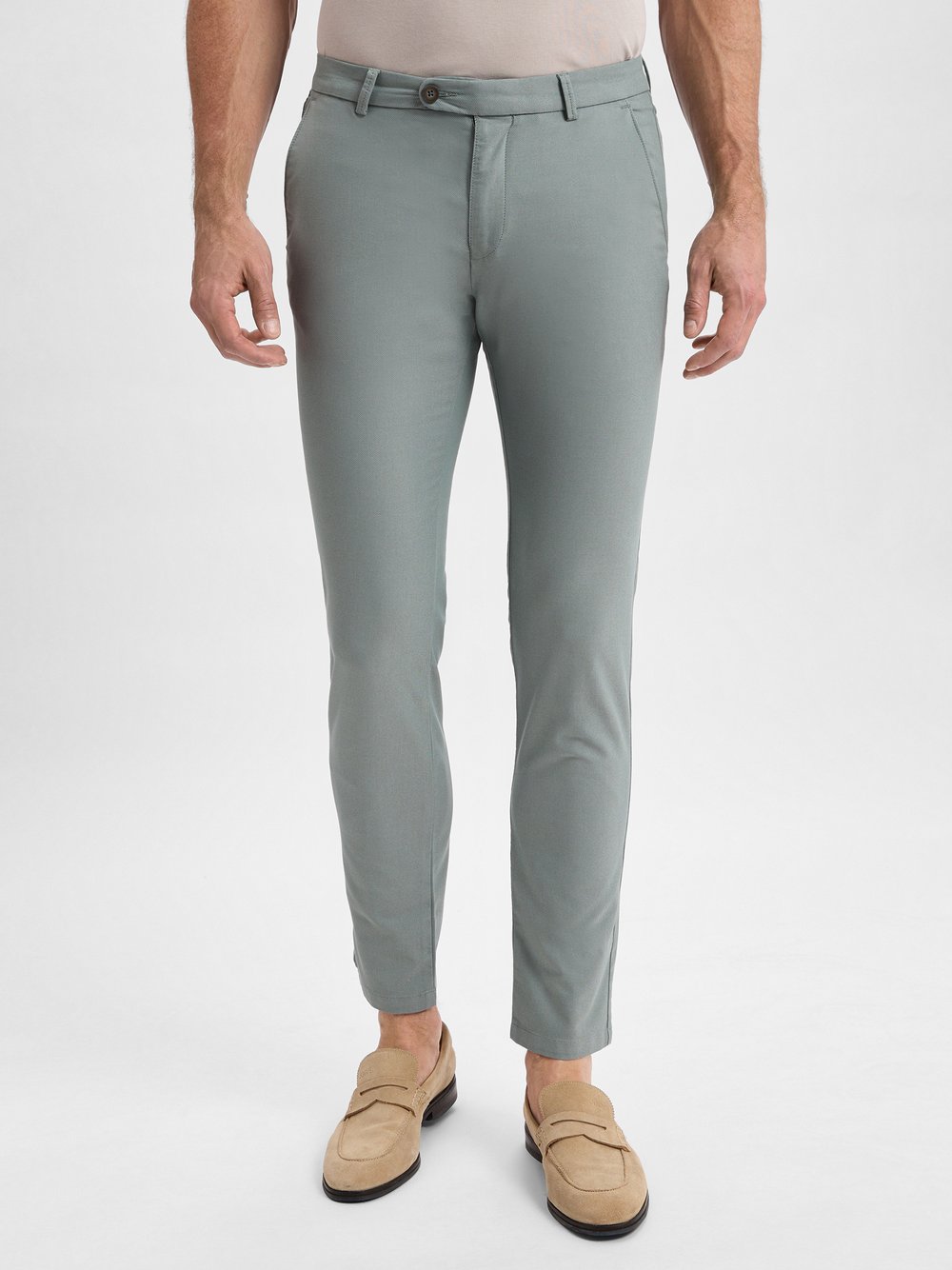 Bugatti Chinos Herren Baumwolle grau strukturiert, 34-32