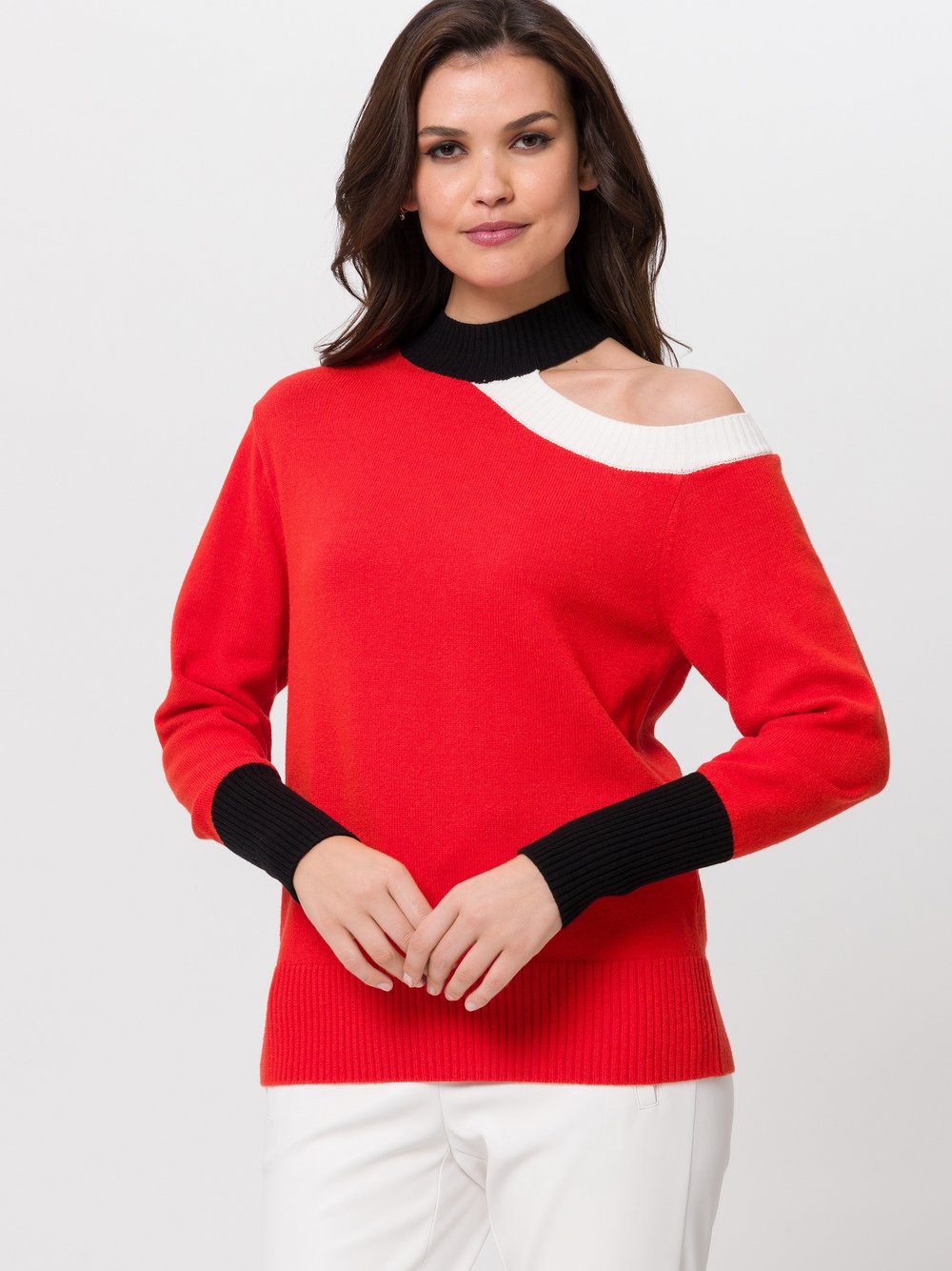 TUZZI Strickpullover Damen Viskose rot gemustert, 38