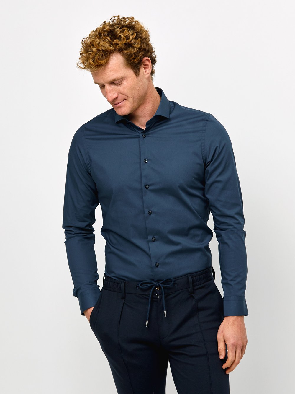 Profuomo Hemd Herren Slim Fit Baumwolle blau, 42