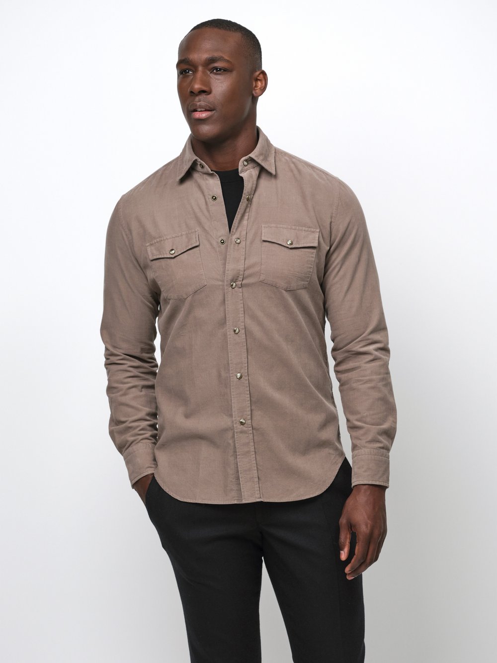 Profuomo Hemd Herren Slim Fit Baumwolle beige, XL