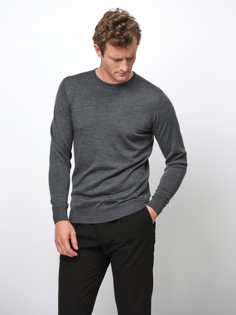 Profuomo Pullover Herren Wolle grau, XL