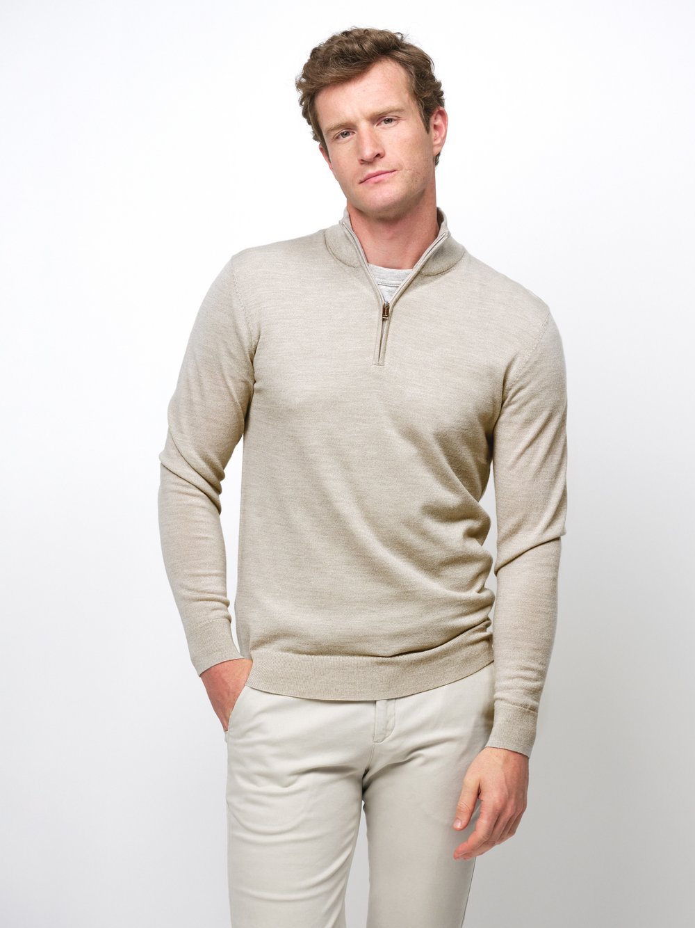 Profuomo Troyer Herren Wolle beige, XL