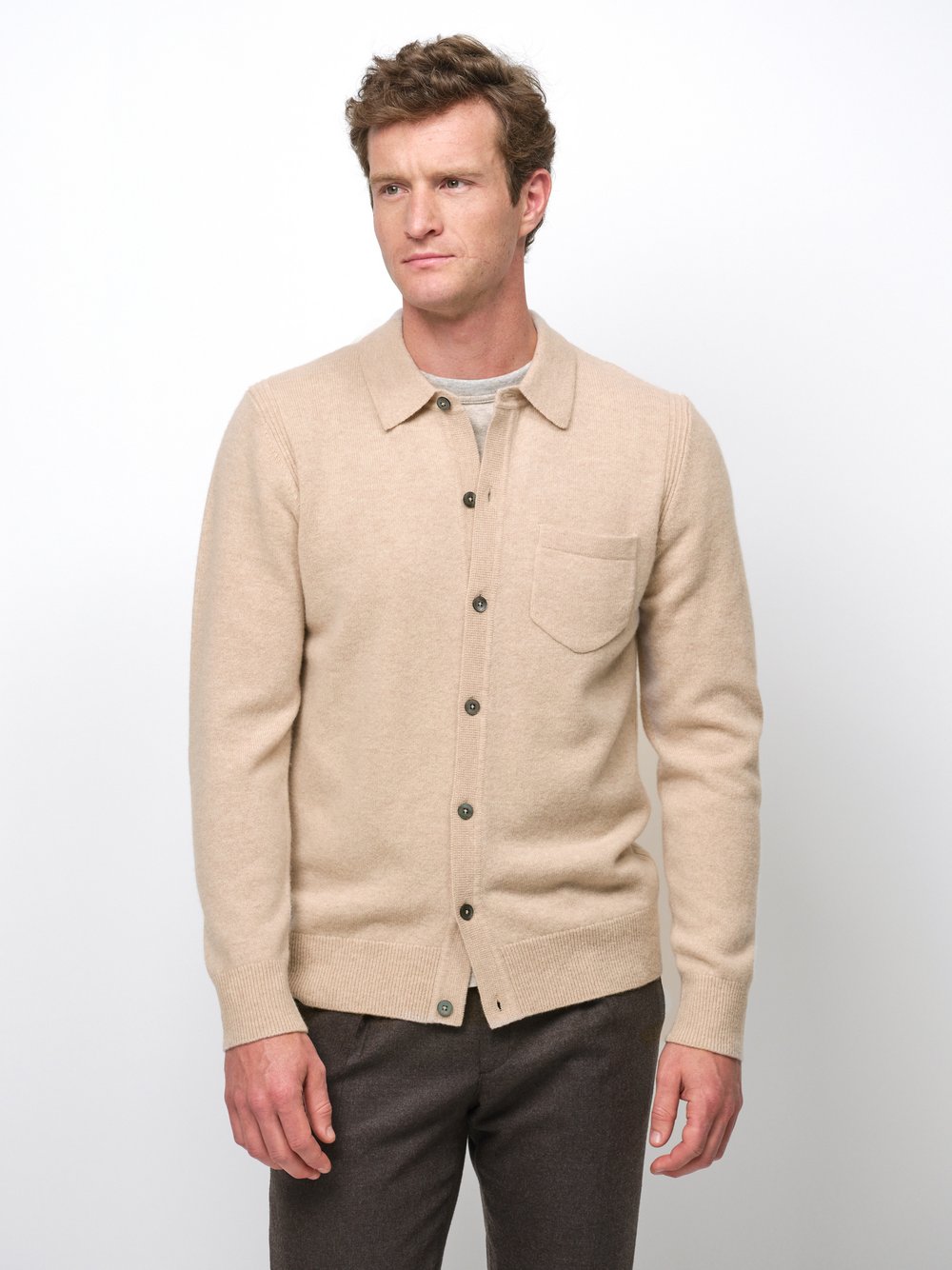 Profuomo Strickjacke Herren Wolle beige, XL