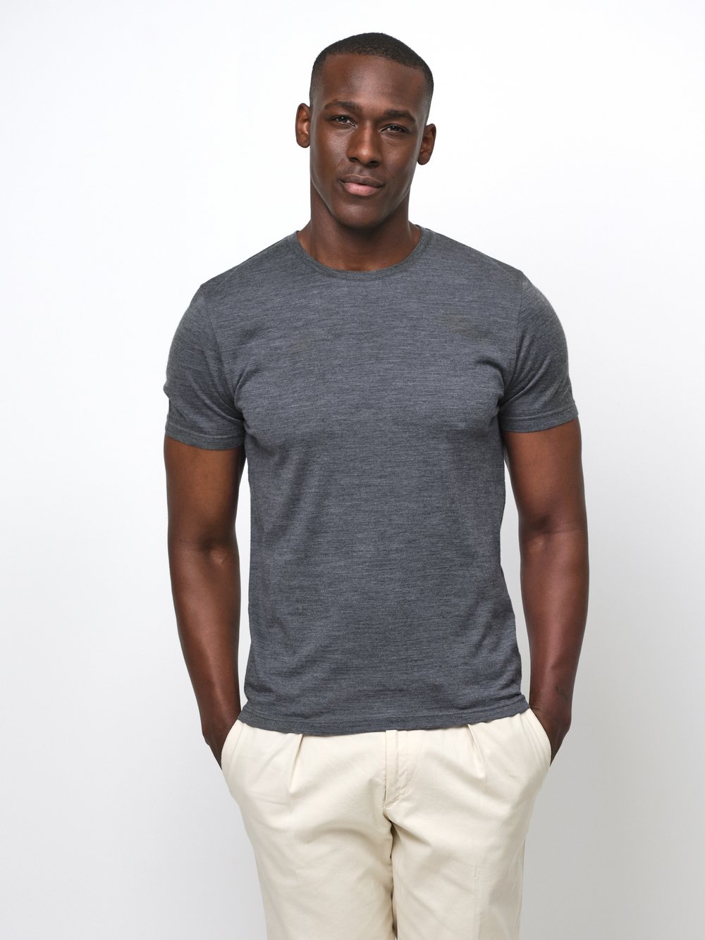 Profuomo T-Shirt Herren Wolle grau, L