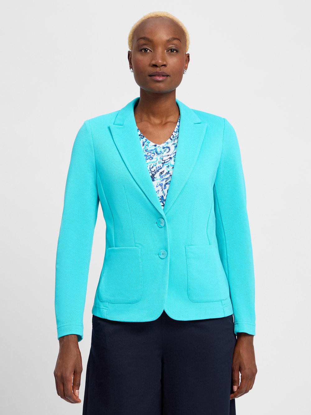 Thumbnail - Olsen Sweatblazer Damen blau strukturiert, 40