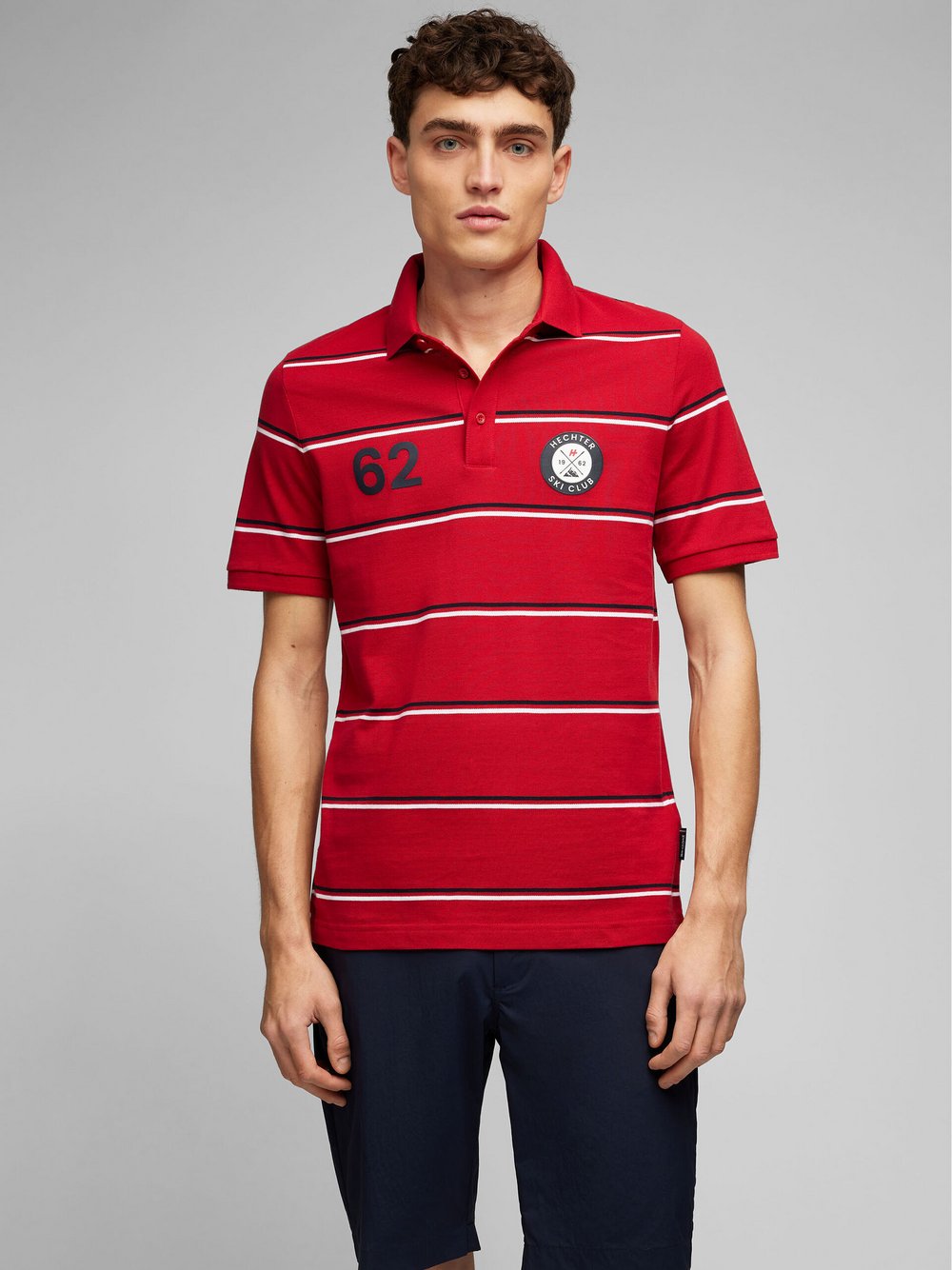 Thumbnail - Daniel Hechter Poloshirt Herren Baumwolle rot gestreift, L