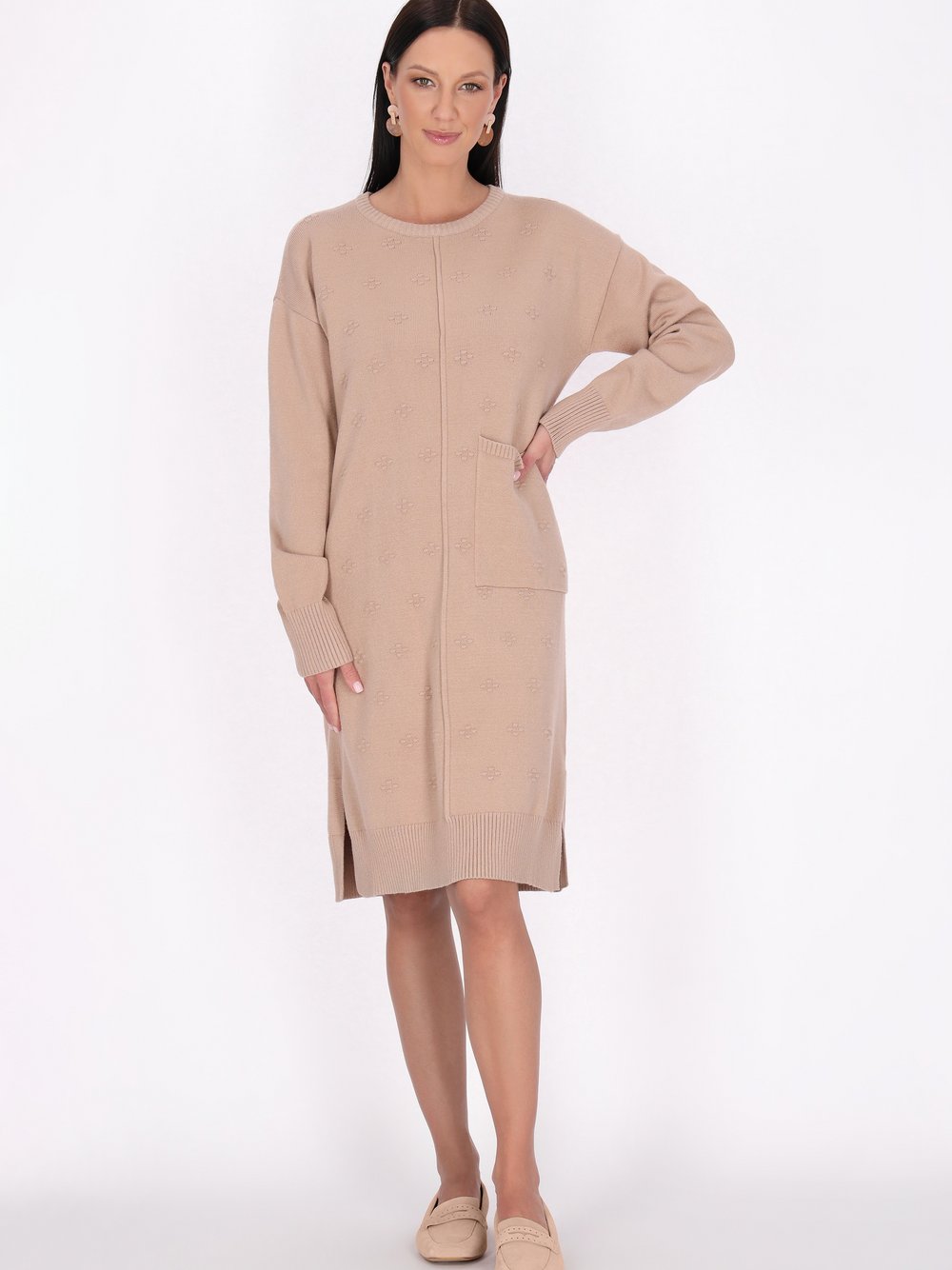 Usha Kleid Damen beige gepunktet, XL/XXL