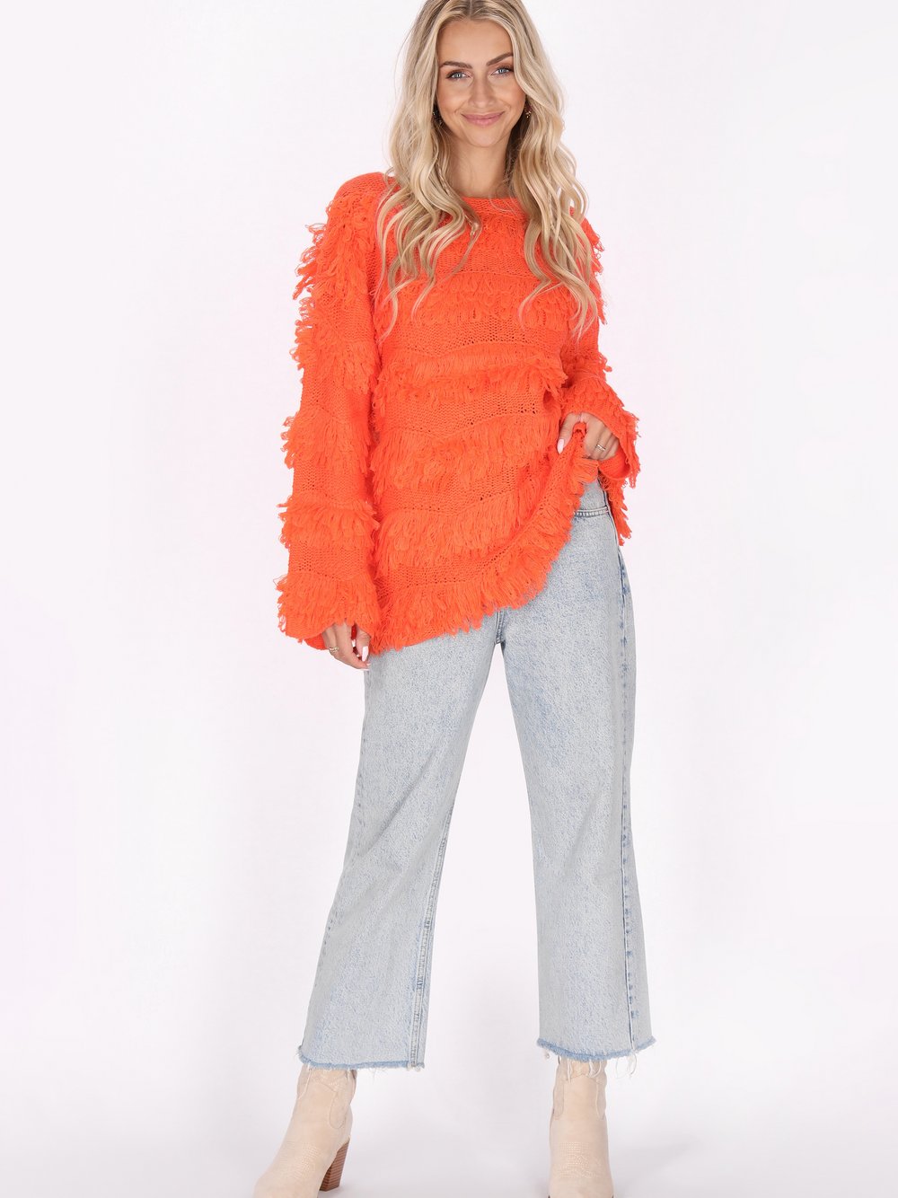 IZIA Pullover Damen orange, M/L