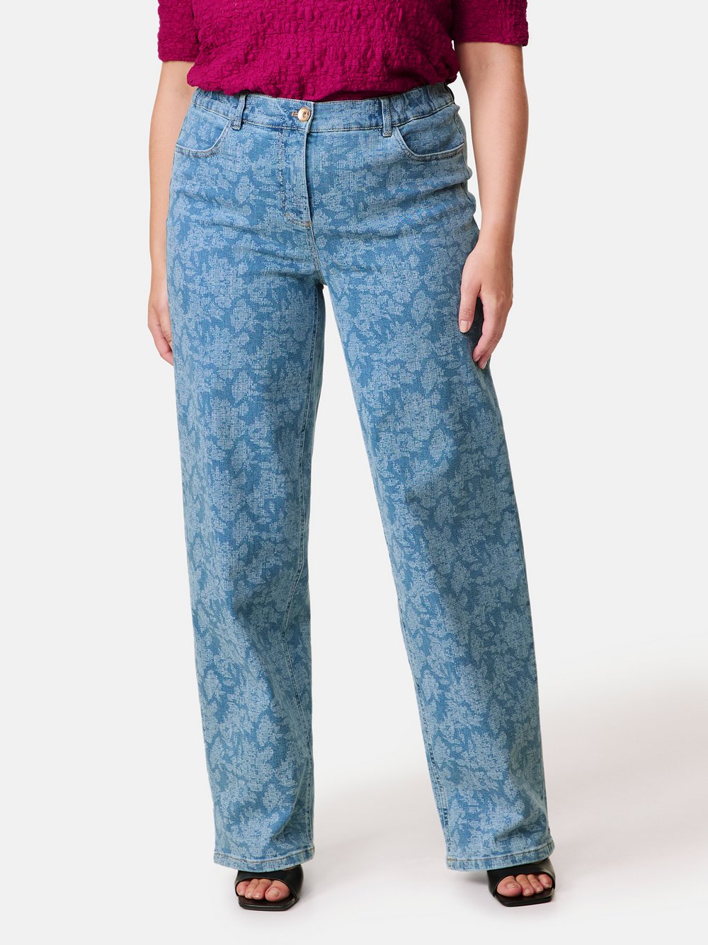 Samoon Jeans Damen Baumwolle blau gemustert, 48