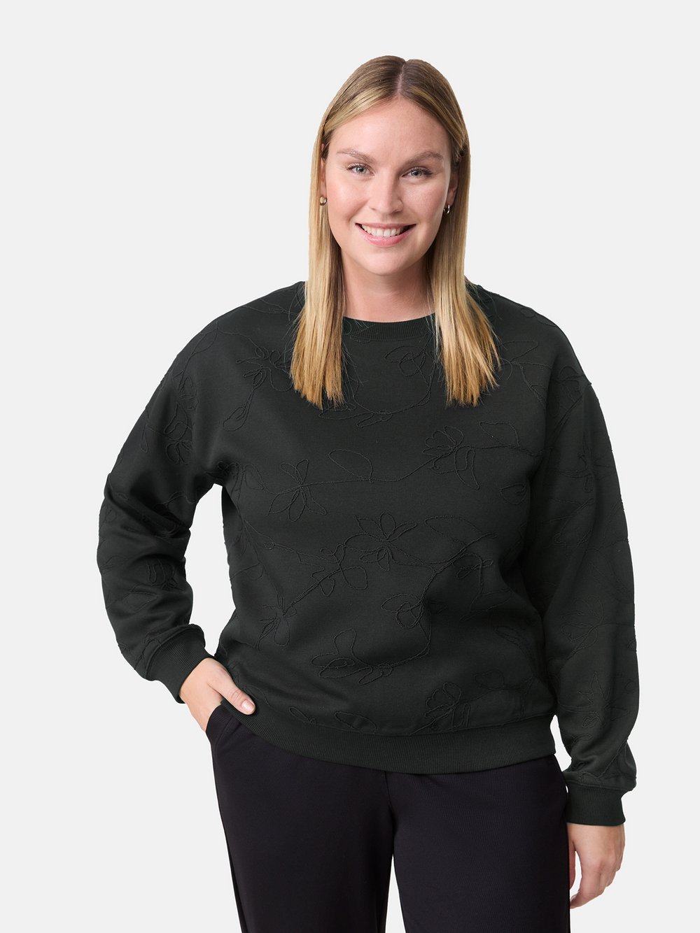 Samoon Sweatshirt Damen Baumwolle schwarz, 46