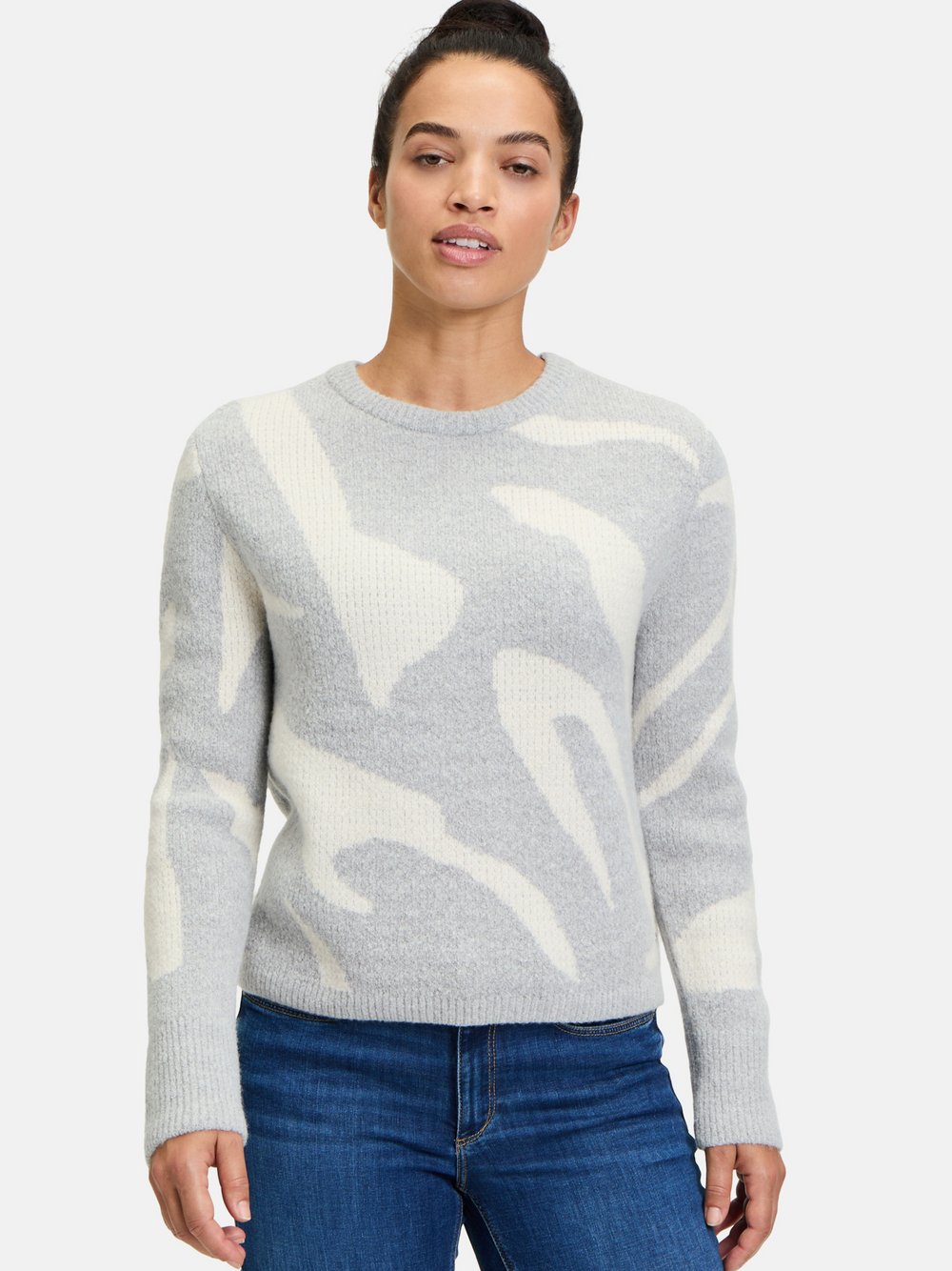 Betty & Co Strickpullover Damen Polyamid grau gemustert, 46