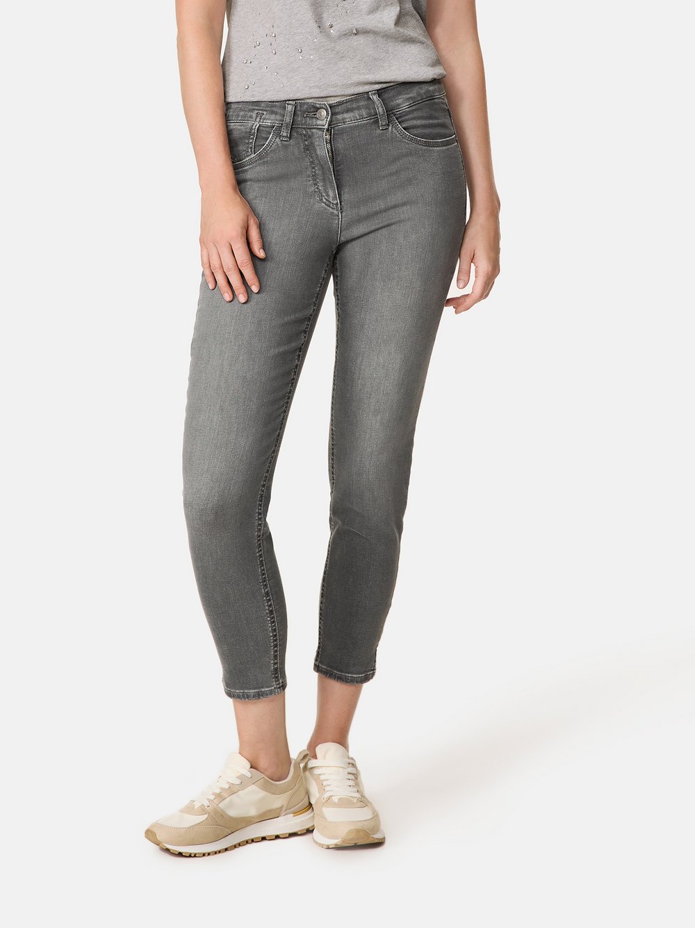 Gerry Weber 5-Pocket Jeans Damen Baumwolle grau, 48