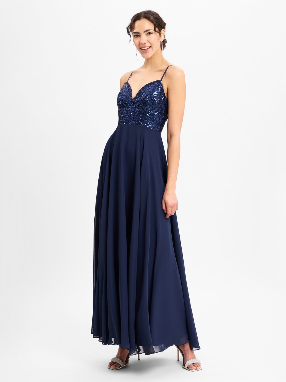 Swing Abendkleid Damen Kunstleder blau, 34