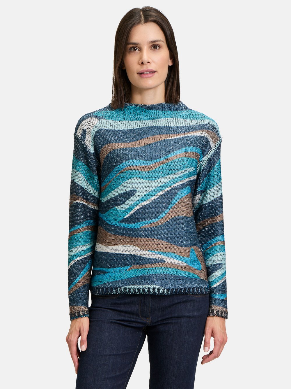 Betty Barclay Grobstrick-Pullover Damen blau gemustert, 42