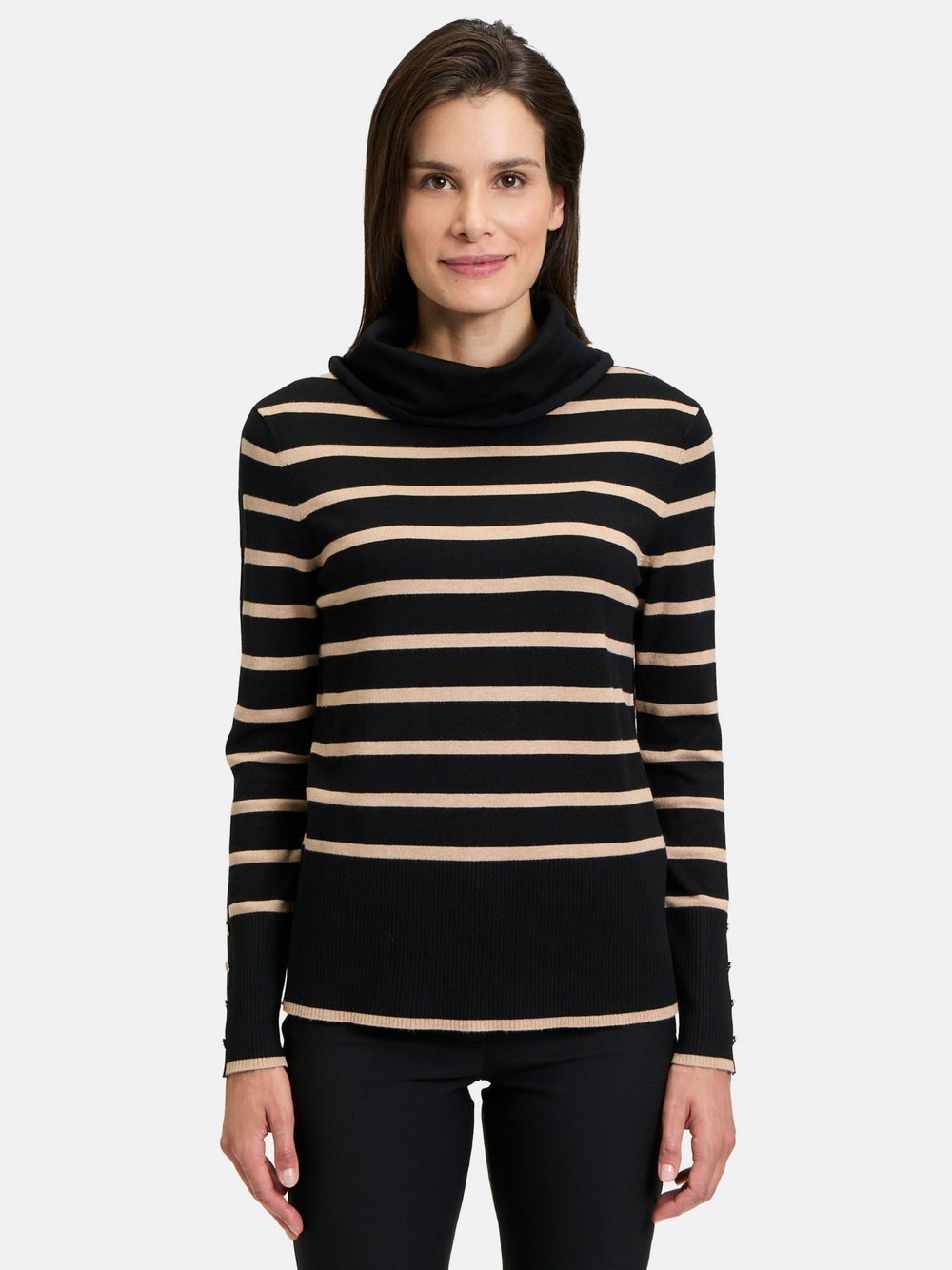 Betty Barclay Feinstrickpullover Damen Viskose schwarz gestreift, 36