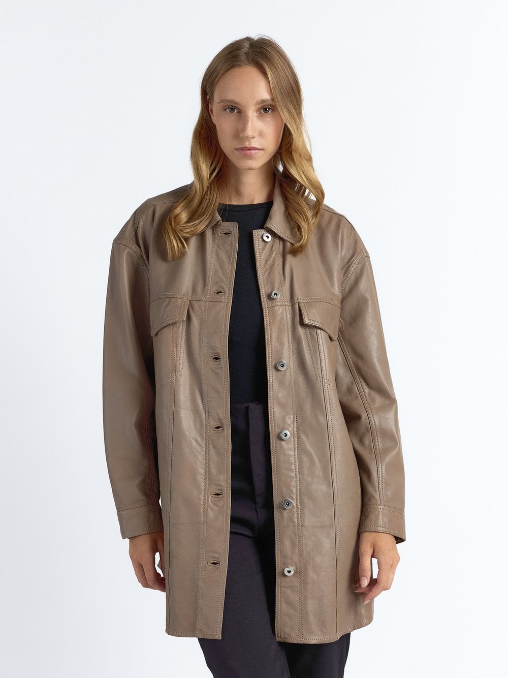 Thumbnail - Maze Ledermantel Damen braun, XL