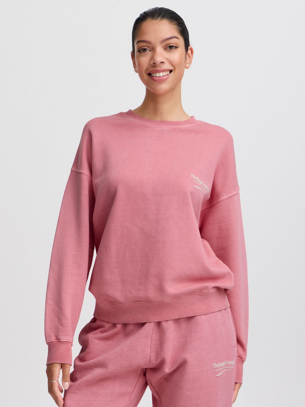 TheJoggConcept. Sweatshirt Damen Baumwolle rosa bedruckt, L