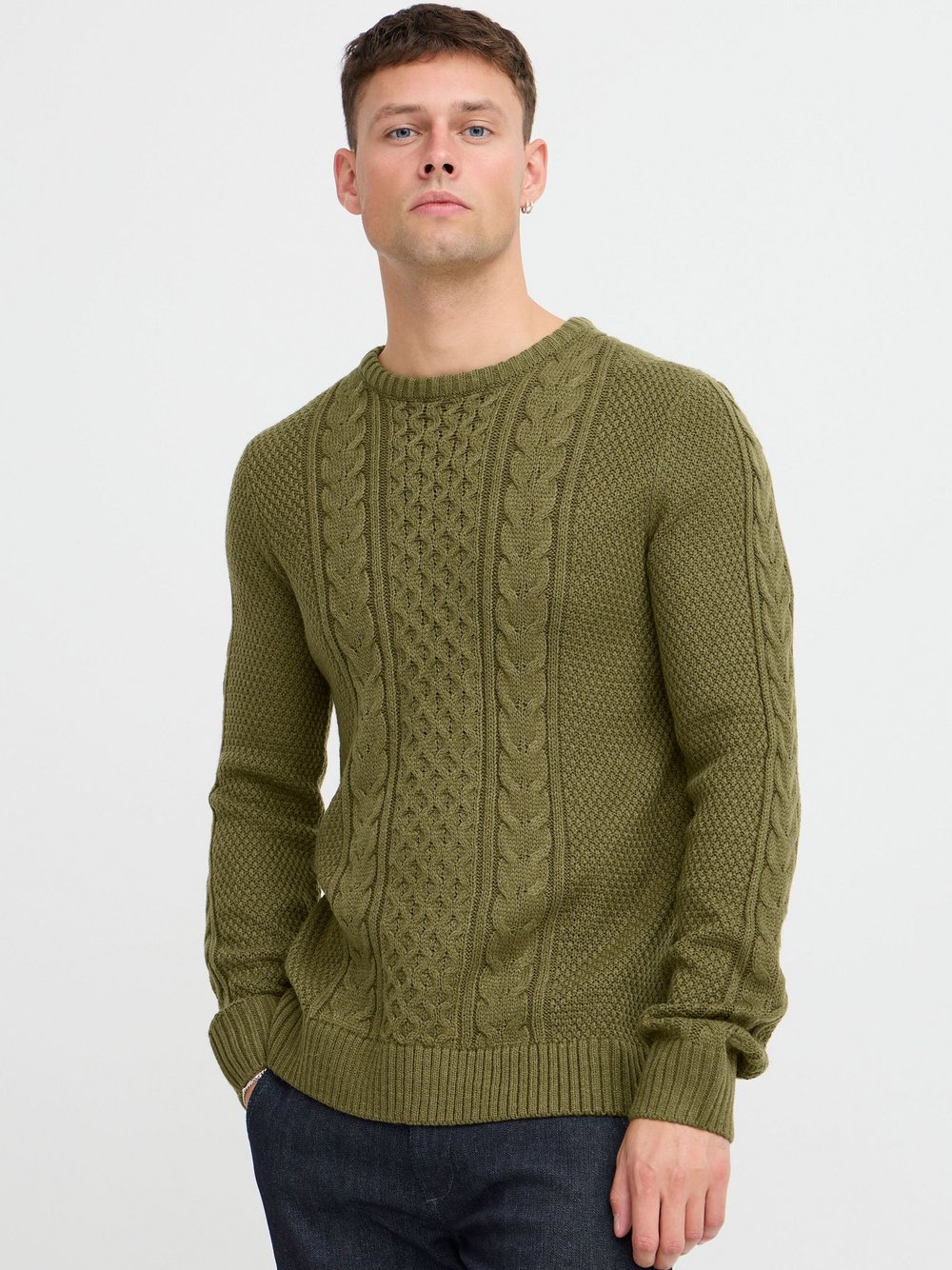 BLEND Strickpullover Herren grün gemustert, L