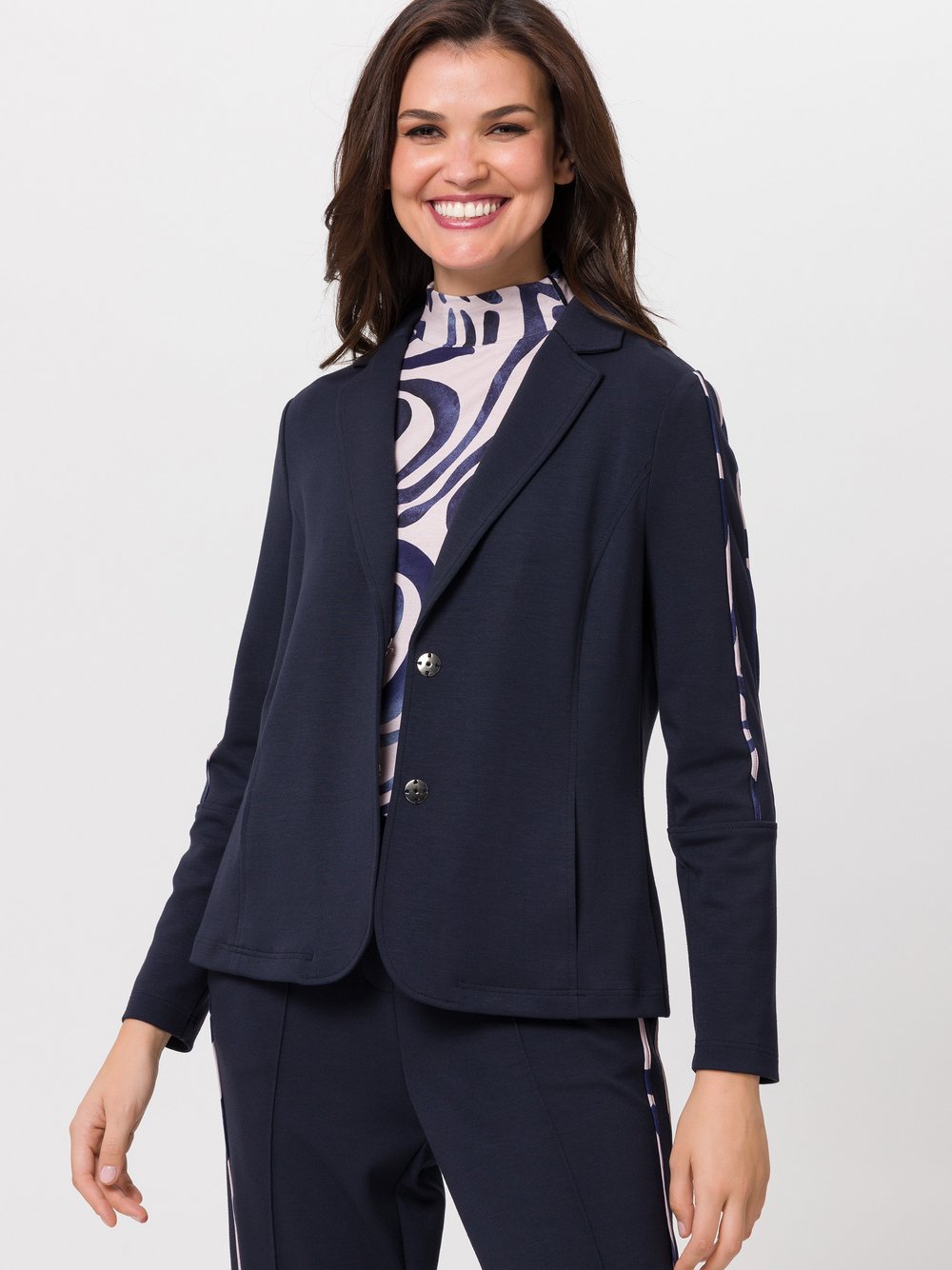 TUZZI Blazer Damen Viskose blau gemustert, 34