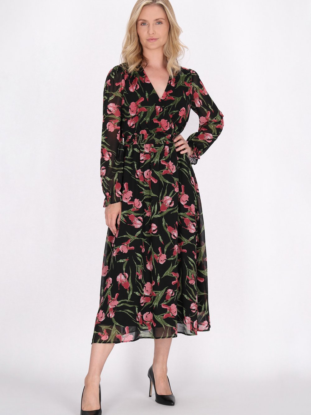 Usha Kleid Damen schwarz gemustert, XL